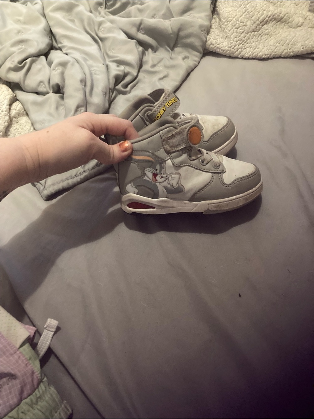 Disney Bugs Bunny Grey and Orange Kids High-Top Sneakers
